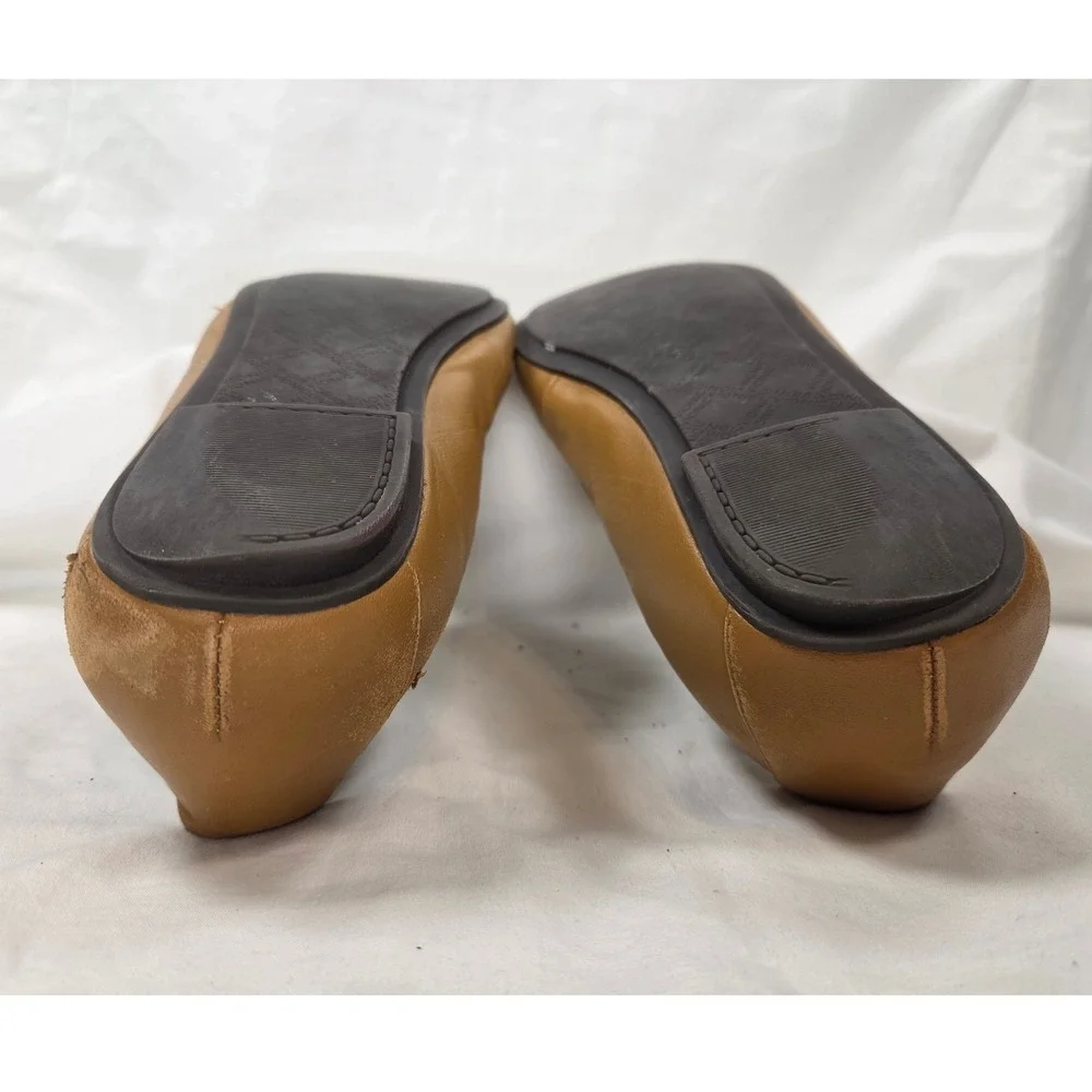 Vionic Tan Brown Leather Ballet Flats Shoes Bow Women's US size 8 25 CM Fair